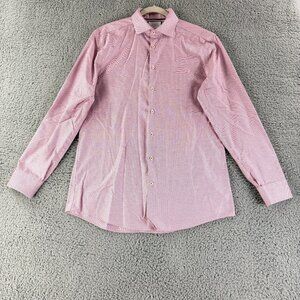 Charles Tyrwhitt Button-Up Shirt Mens Large Red Extra Slim Fit‎ Non-Iron Cotton